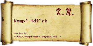 Kempf Márk névjegykártya